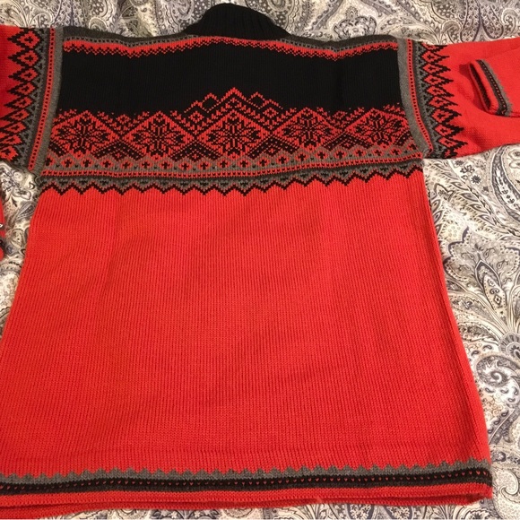 Devold of Norway Orange Wool Quarter Zip sweater, Sz Medium, Made in Norway - Picture 3 of 6